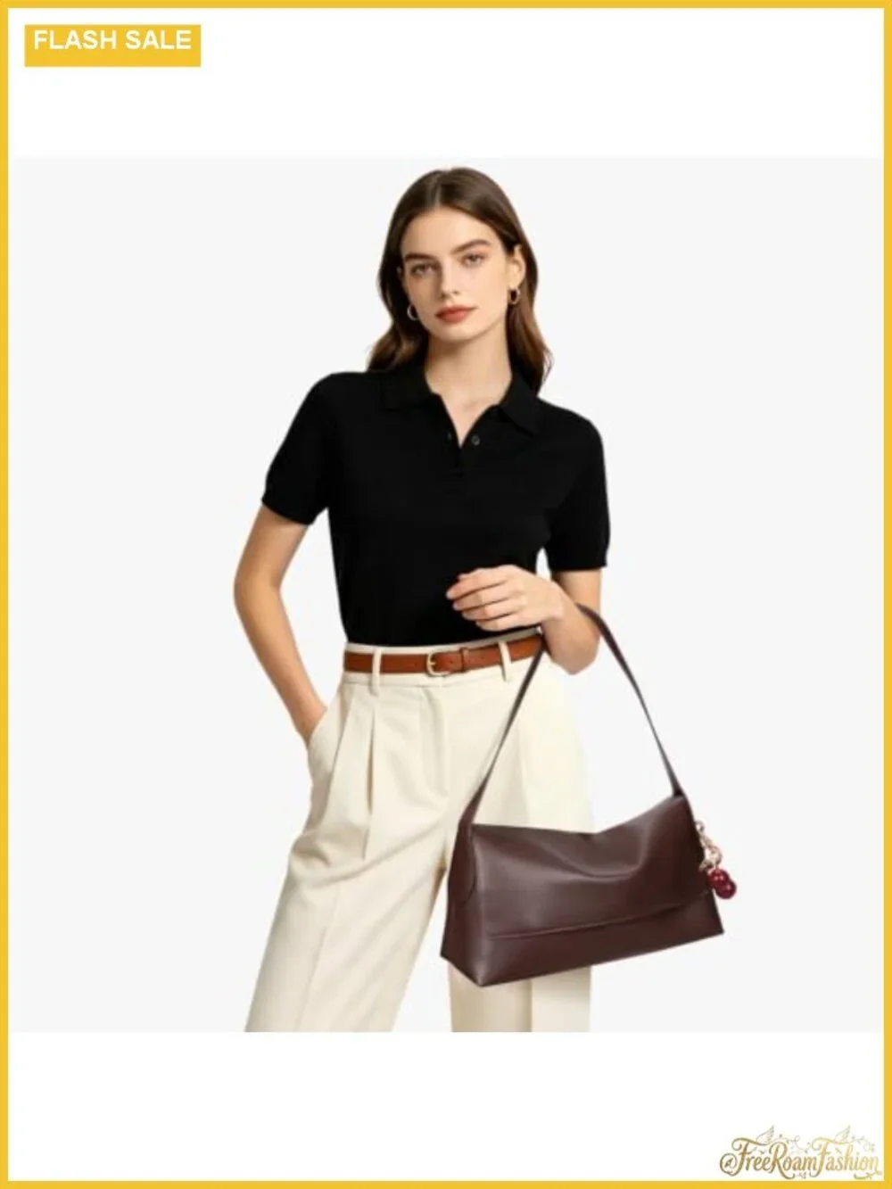 Vintage Faux Leather Hobo Shoulder Bag with Detachable Cherry Charm